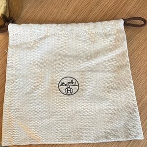 Hermes Cream Drawstring Bag